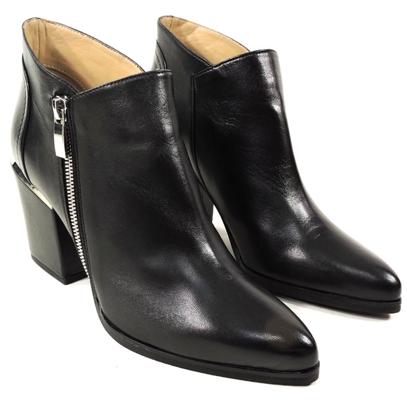 ALESSANDRO DI MARIA 🇮🇹 WOMEN'S BLACK LEATHER ANKLE SPRING BOOTIE - Picture 6 of 8